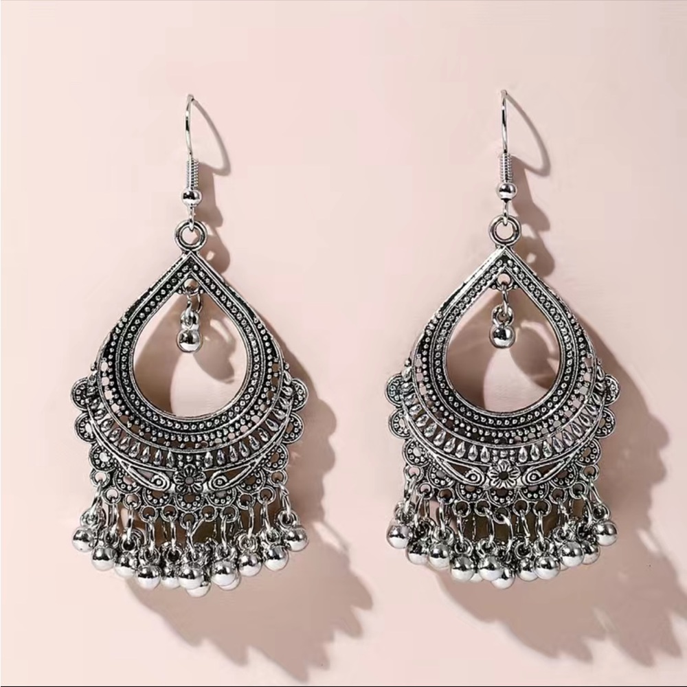 Retro Ethnic Boho Style Silver 925 Plated Earrings